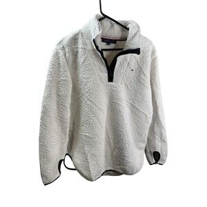 Tommy Hilfiger Cream Sherpa Pullover Fleece Sweater Womens S/P Small